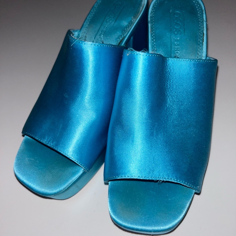 ASOS Blue Satin Women's Slide Sandals